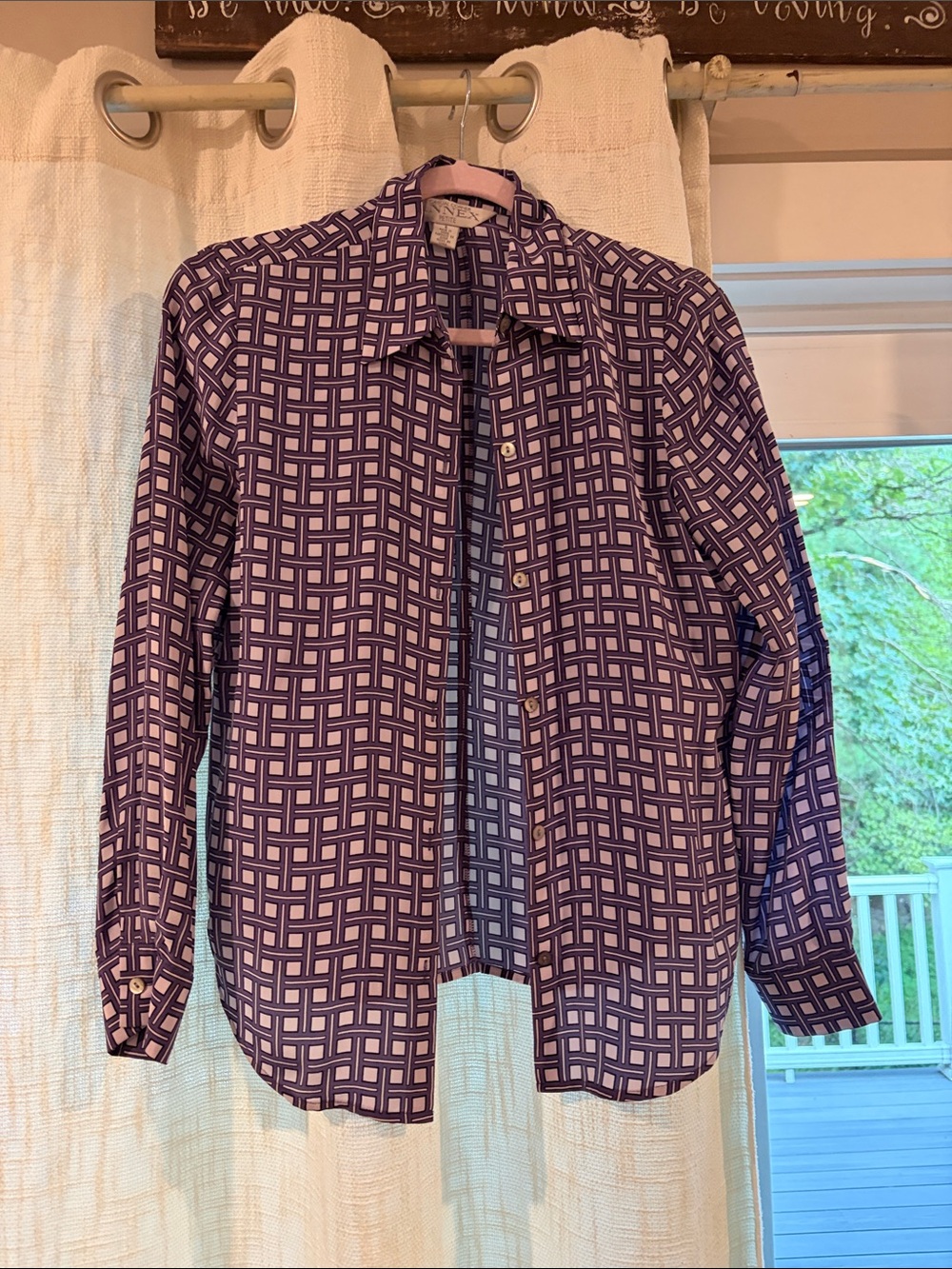 Purple Geometric Women’s Button-Up Blouse